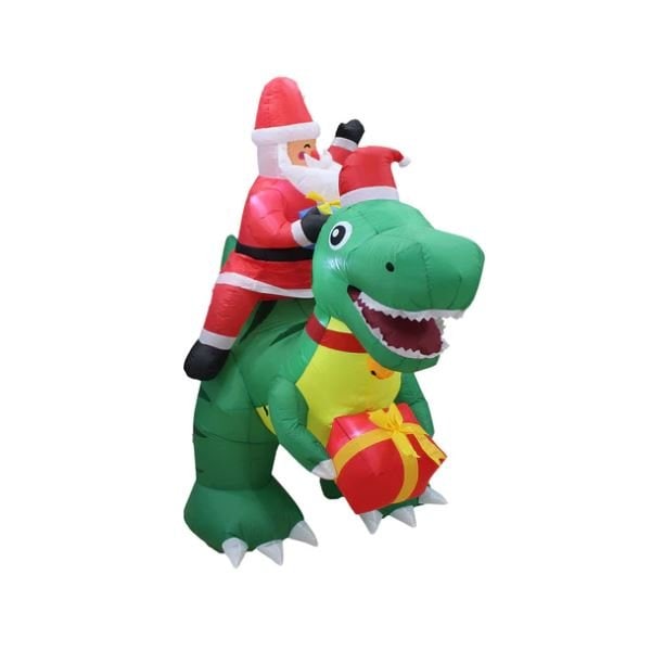 Christmas Inflatable 6ft Santa On Dinosaur